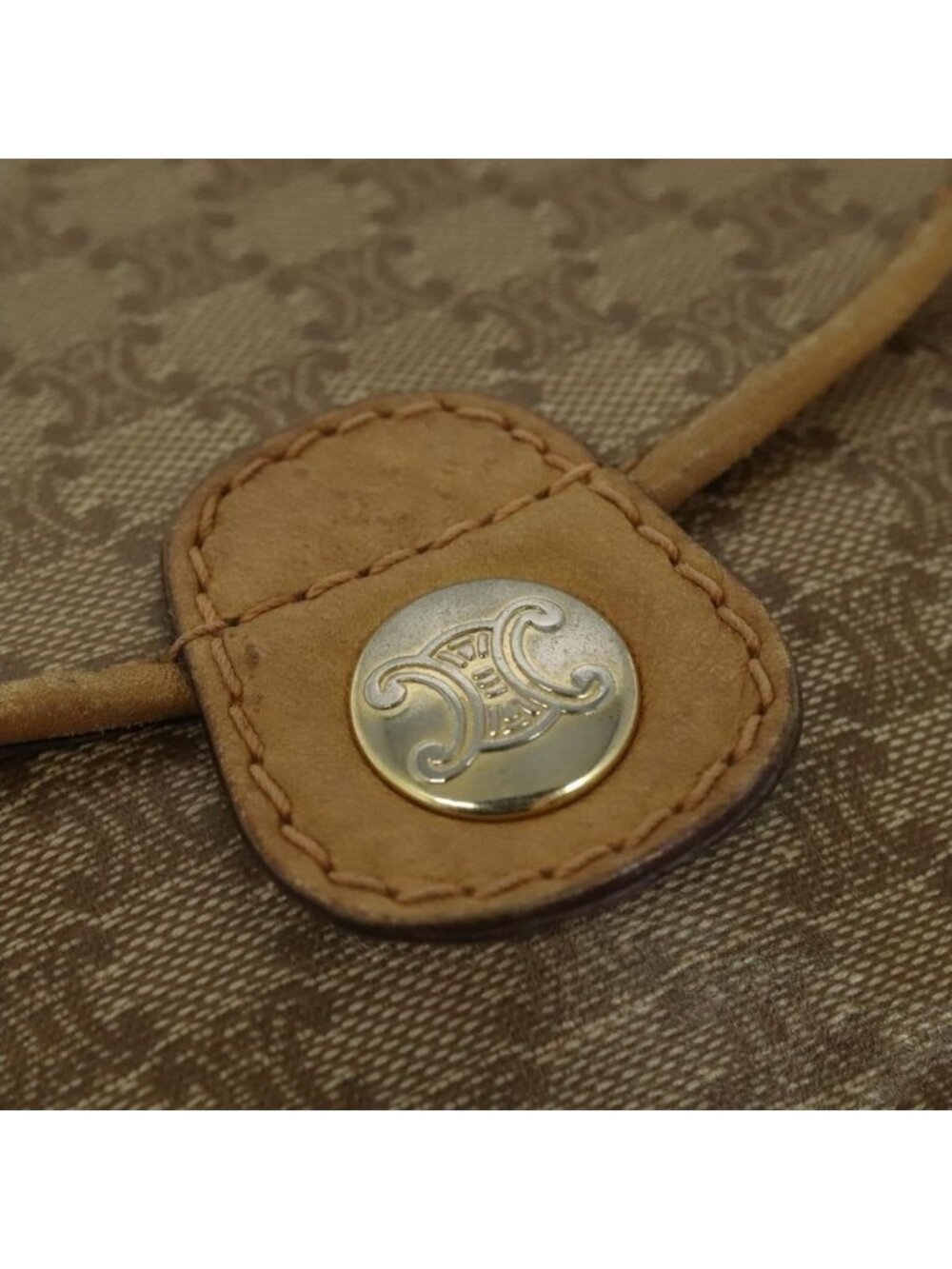 Authentic CELINE Macadam Canvas Shoulder Bag PVC Beige Gold - Picture 6 of 16